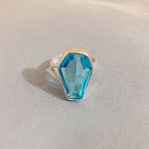 ✨Sterling silver Blue Topaz gemstone coffin ring